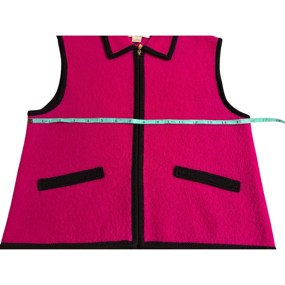 Lisa International Boiled Wool Vest Fuchsia Pink Full Zip Womens Large Vintage - Picture 4 of 6